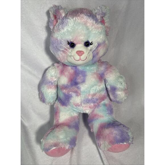 Build-A-Bear Workshop Tie Dye Pastel Kitten Cute Plush Stuffed Animal Toy 17" - Picture 1 of 5